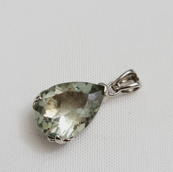 Genuine Thailand Green Amethyst 925 Solid Sterling Silver Pendant - Picture 2 of 4